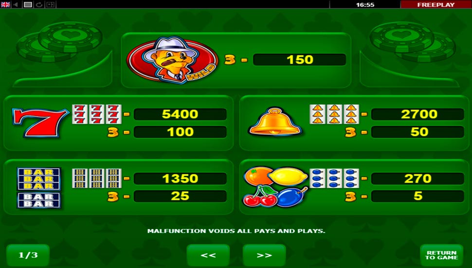Billy’s Game slot - paytable