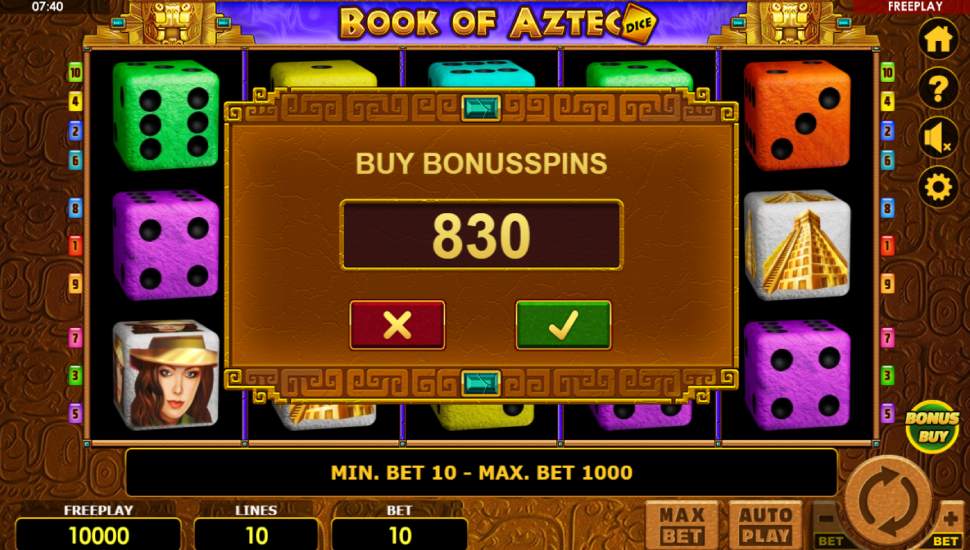 Book of Aztec Dice slot - feature