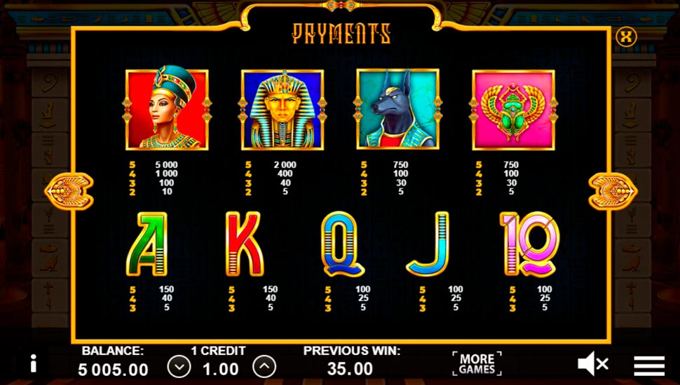Book of cairo slot - paytable