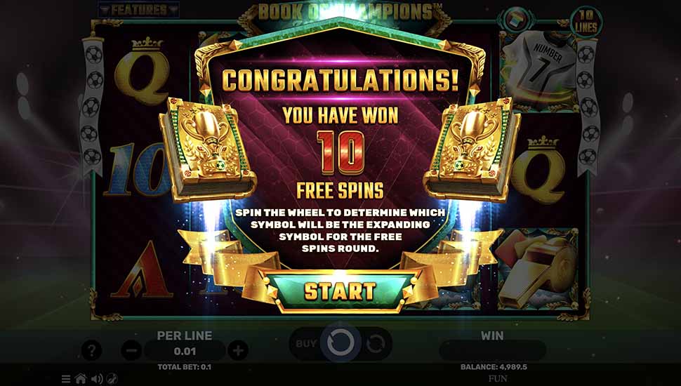 Book of Champions World Glory slot free spins