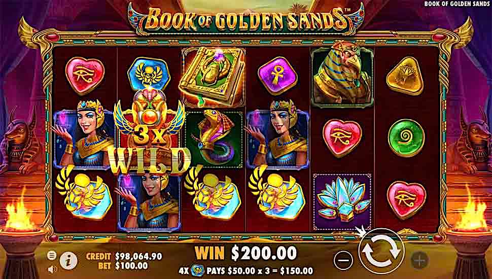 Book of Golden Sands slot Wild 3x multiplier