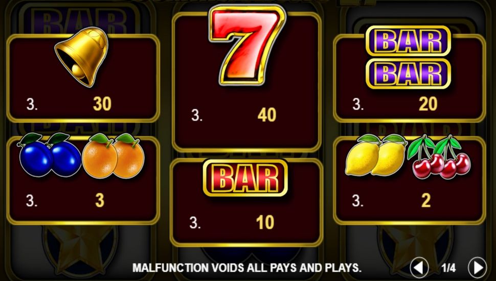 Booming Fruits 27 Slot - Paytable