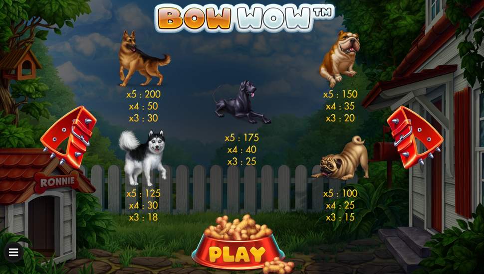 Bow Wow Slot - Paytable