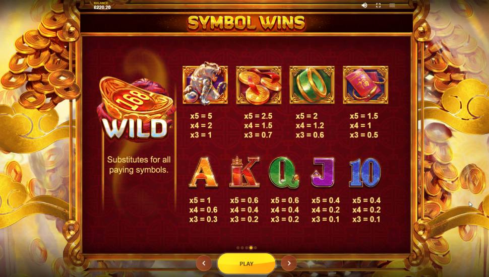 Cai Shen 168 slot - payouts
