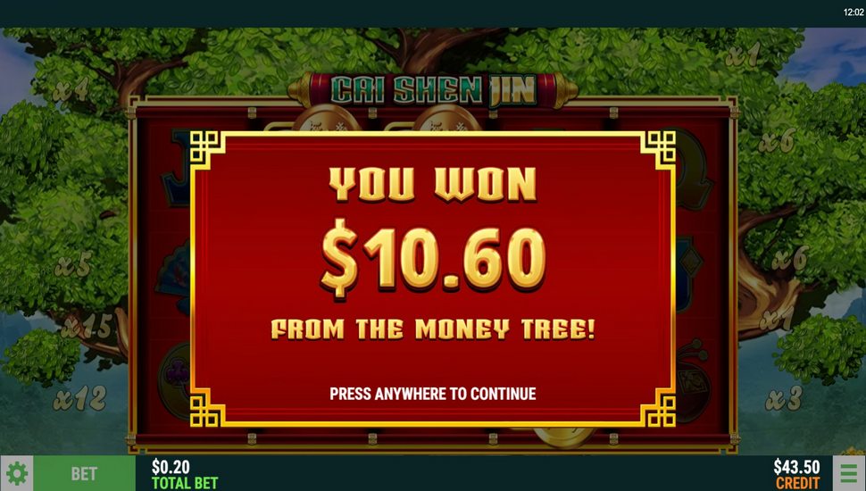 Cai Shen Jin slot money tree wins