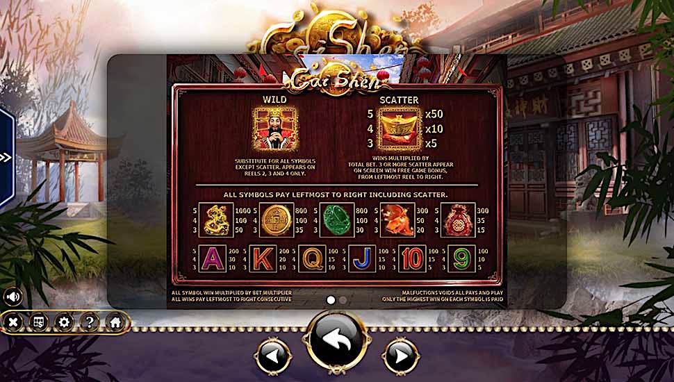 Cai Shen slot paytable