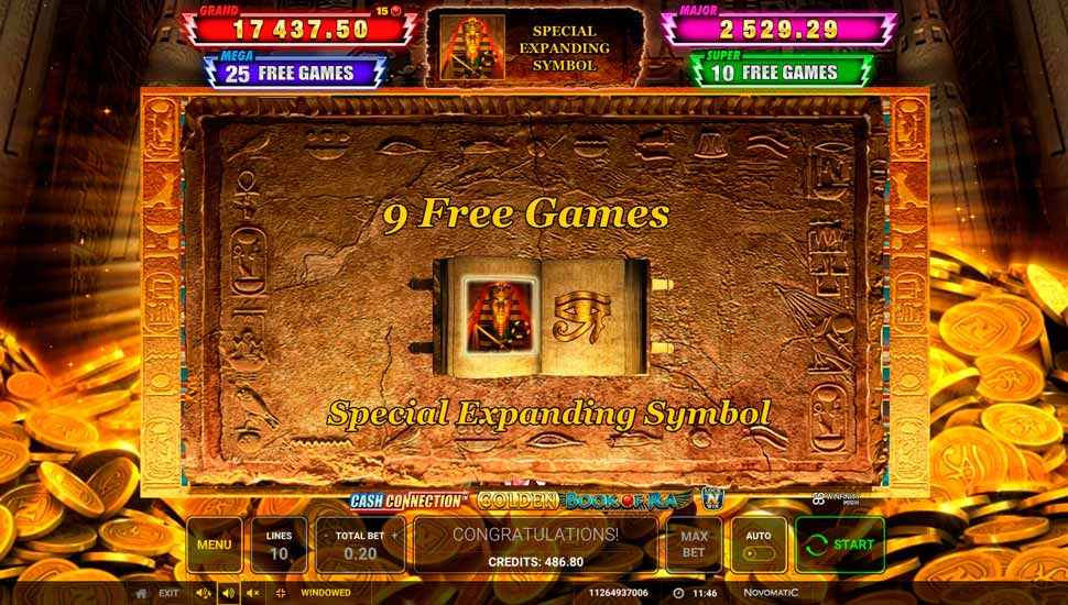 Cash Connection Golden Book of Ra slot Lock & Spin Feature