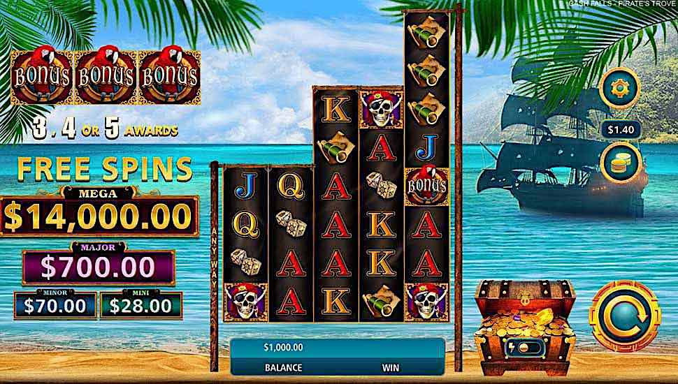 Cash Falls Pirate's Trove Slot - Review, Free & Demo Play