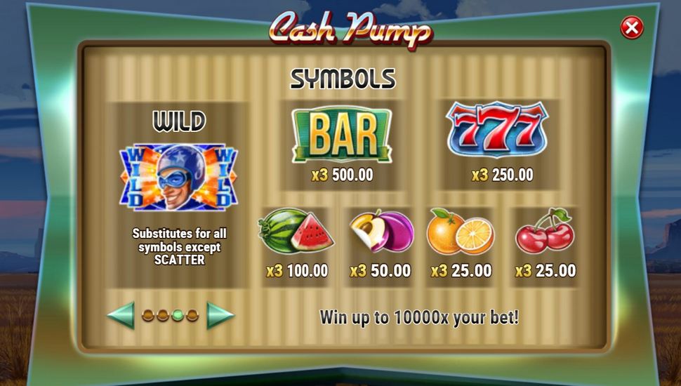 Cash Pump Slot - Paytable