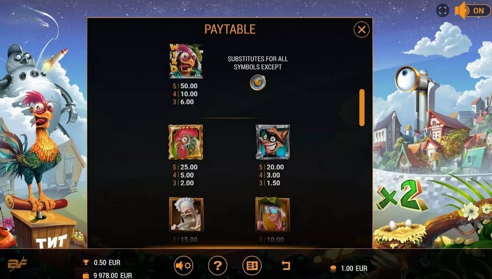 Chicken Madness Ultra slot Paytable