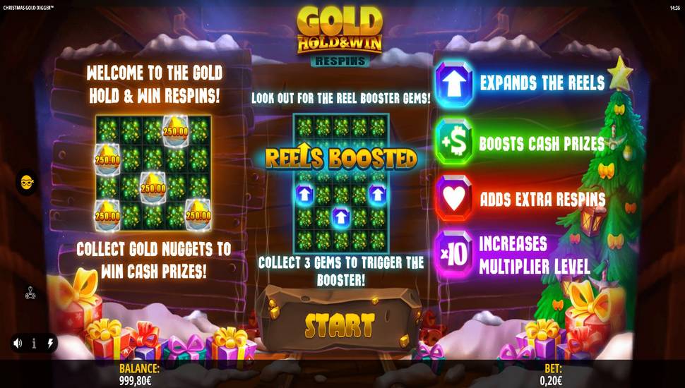 Christmas Gold Digger Slot - Gold Hold & Win Respins