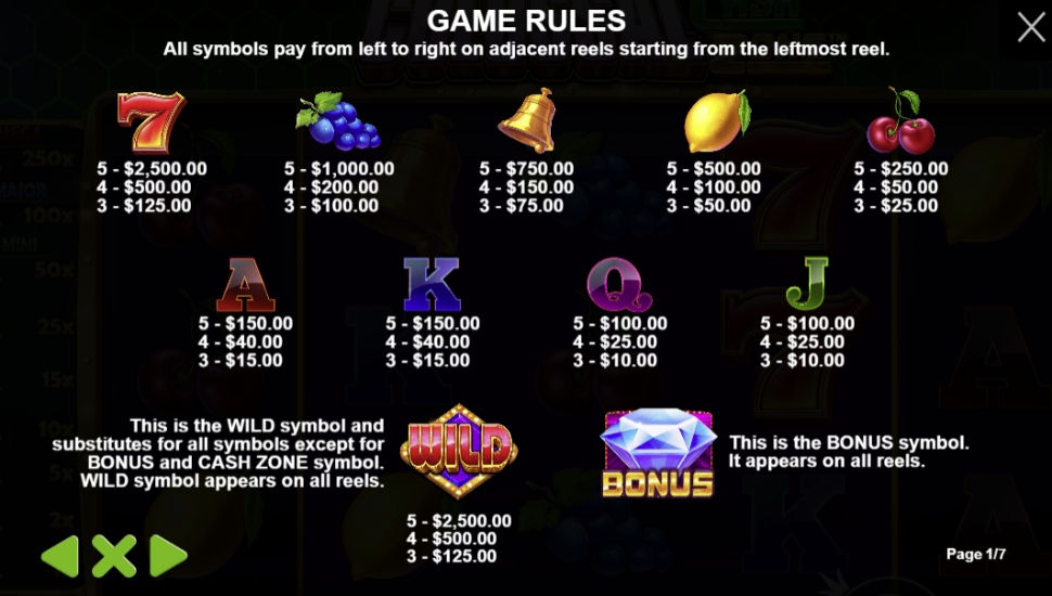Colossal Cash Zone - payouts