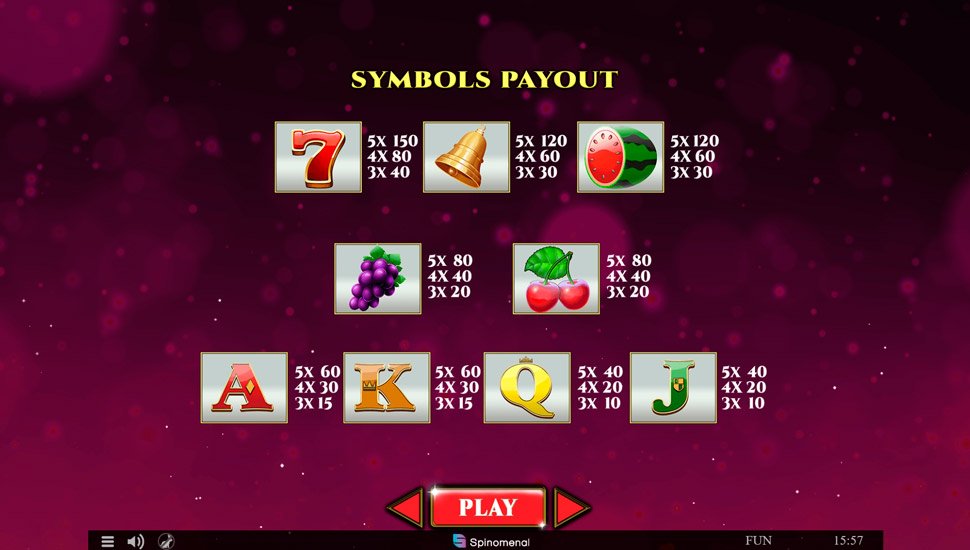 Colossus Fruits Easter Edition slot paytable