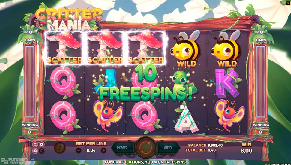 Critter mania slot - Free Spins
