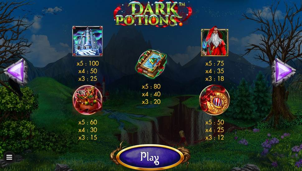 Dark Potions Slot - Paytable