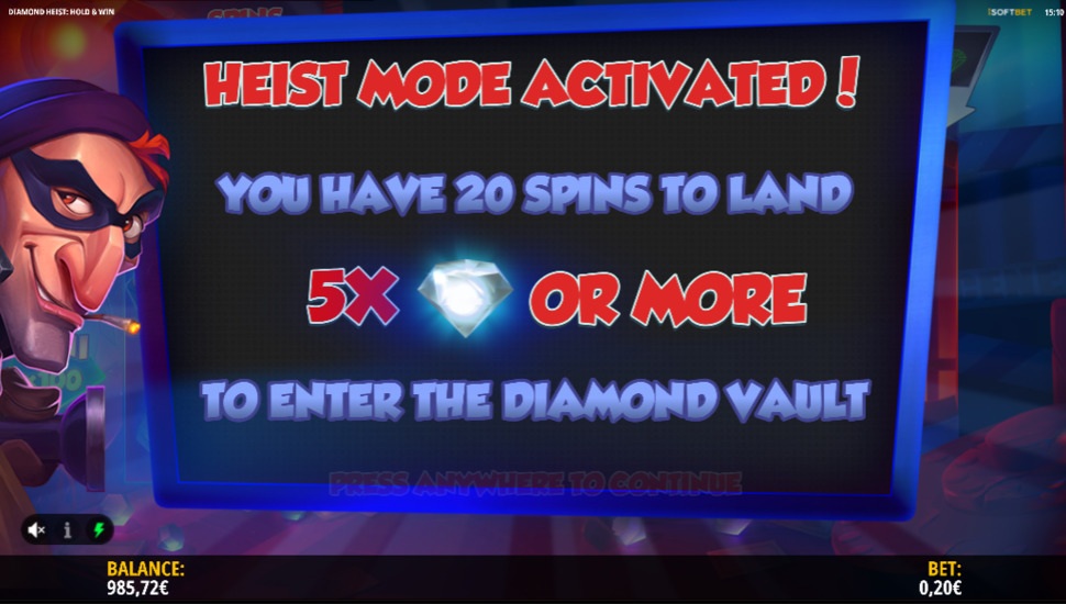 Diamond Heist Hold & Win slot machine