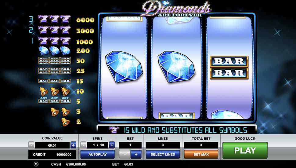 Diamonds are Forever 3 Lines Slot - Review, Free & Demo Play preview