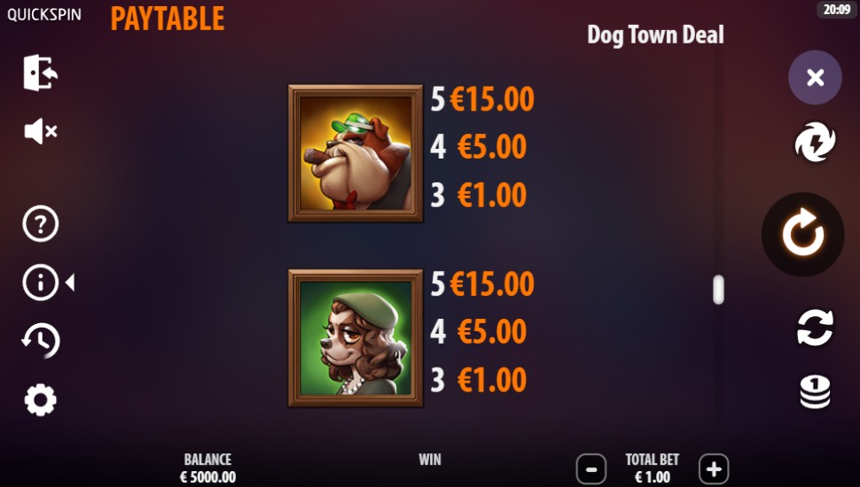 Dog Town Deal slot - payouts