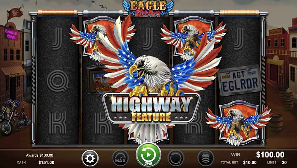 Eagle Rider slot free spin Highway Feature