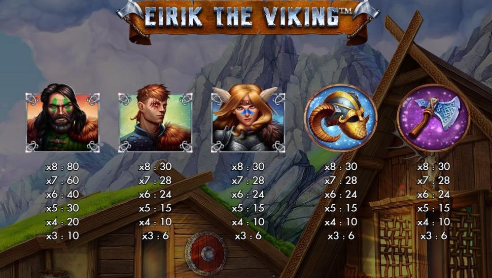 Eirik the Viking Slot - Paytable