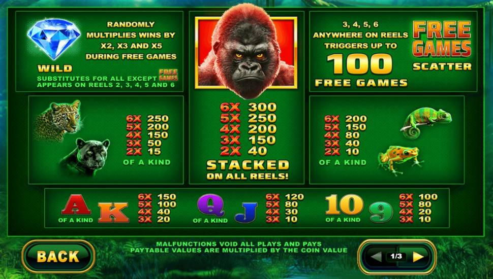 Epic Ape Slot - Paytable