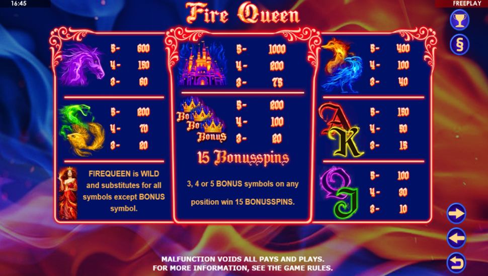 Fire Queen slot - payouts