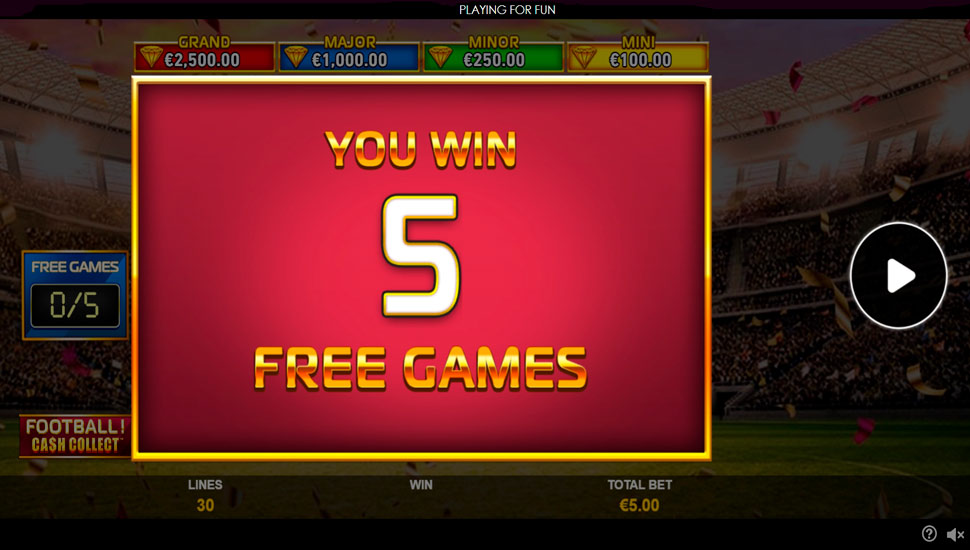 Football cash collect slot Free Games Feature