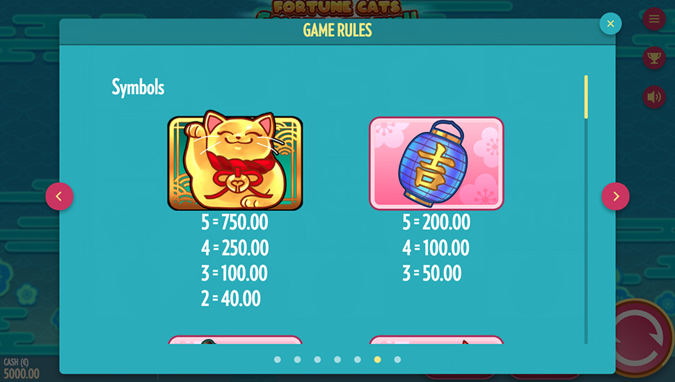 Fortune Cats Golden Stacks!! slot paytable