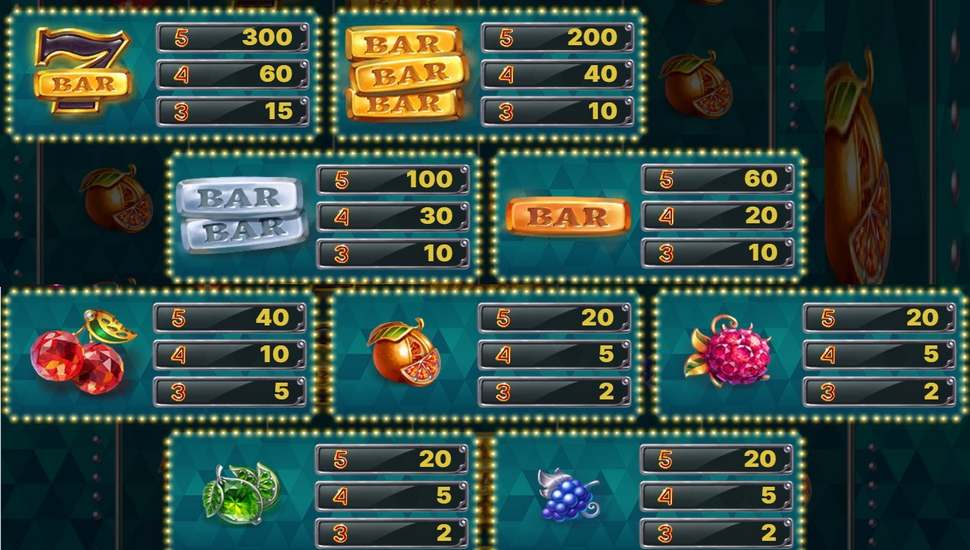 Fruit Spin Slot - Paytable
