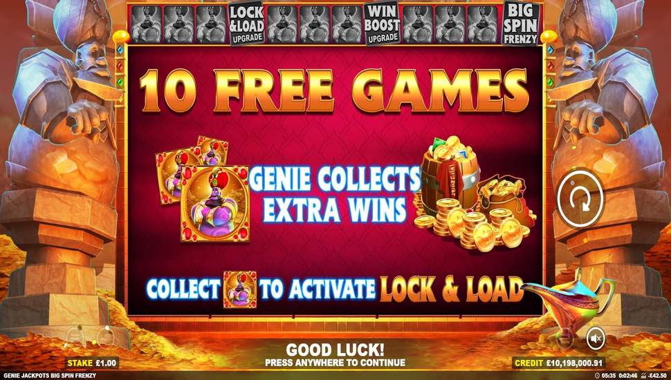 Genie Jackpots Big Spin Frenzy Slot - Free Spins