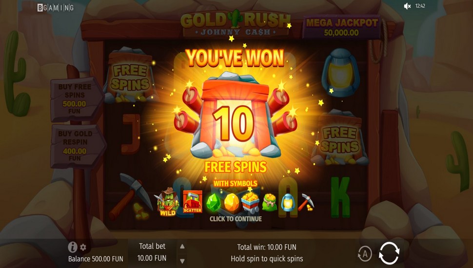 Gold Rush Johnny Cash Slot - Free Spins Bonus