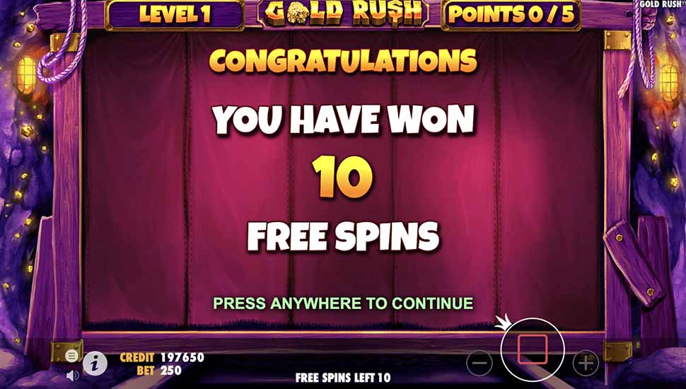 Gold Rush slot free spins