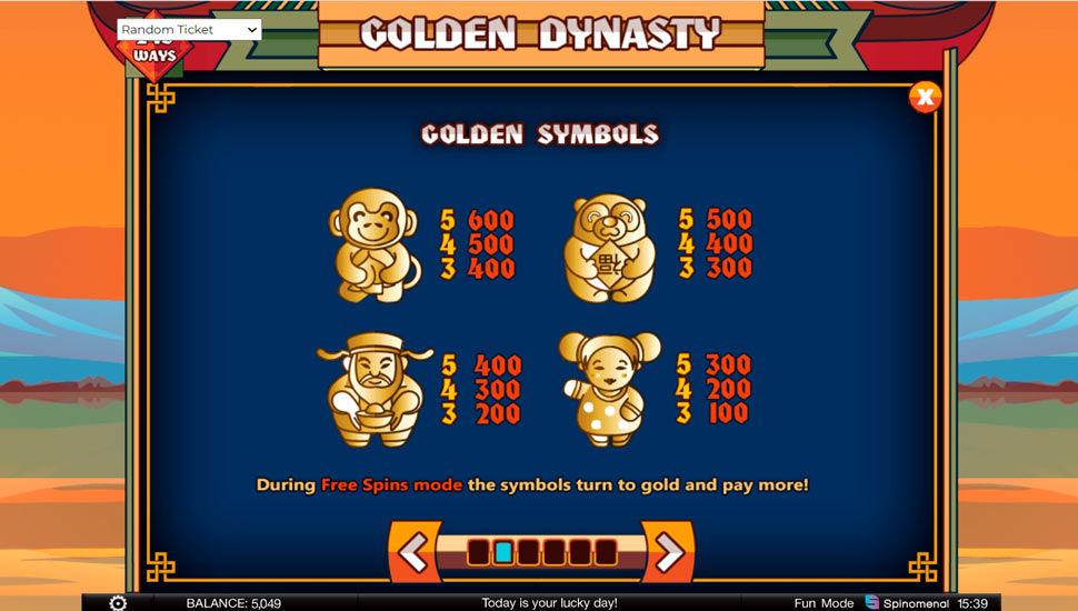 Golden Dynasty slot paytable