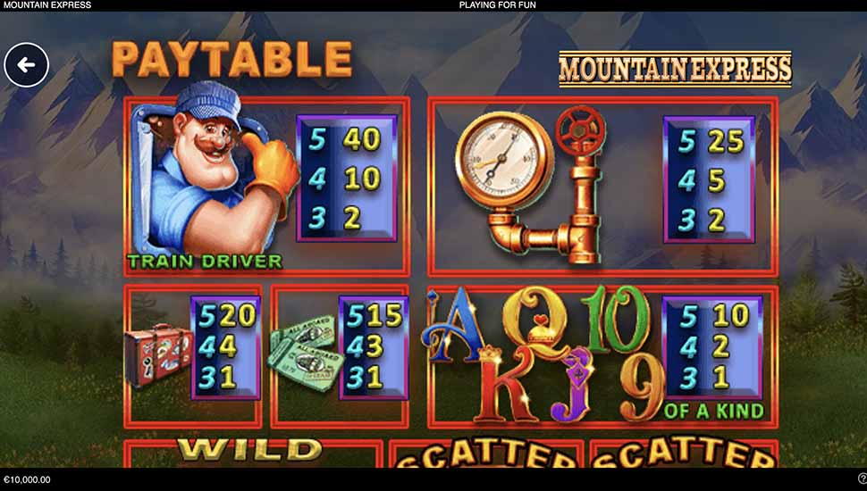 Grand Junction Mountain Express slot paytable