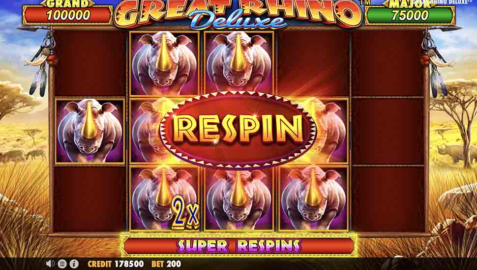 Great Rhino Deluxe slot Super Respin Feature