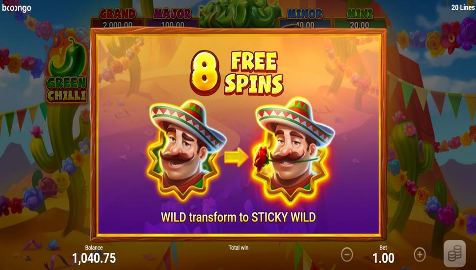 Green Chilli Hold and Win Slot - Free Spins