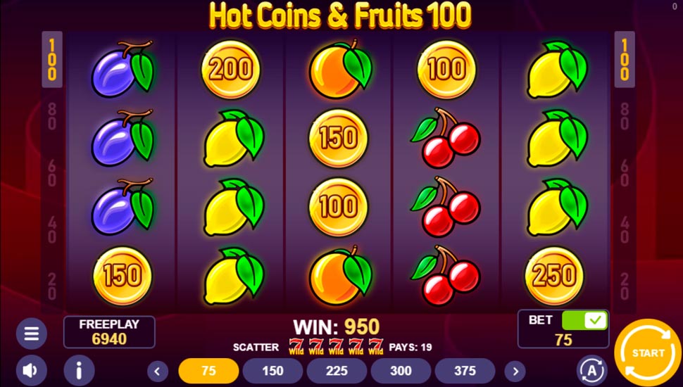 Hot Coins & Fruits 100 slot Coin Feature