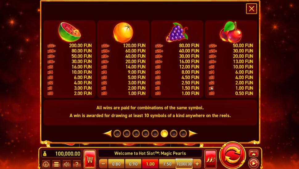 Hot Slot Magic Pearls slot - payouts