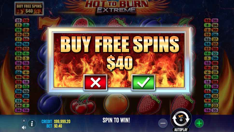 Hot to Burn Extreme spin bonus buy
