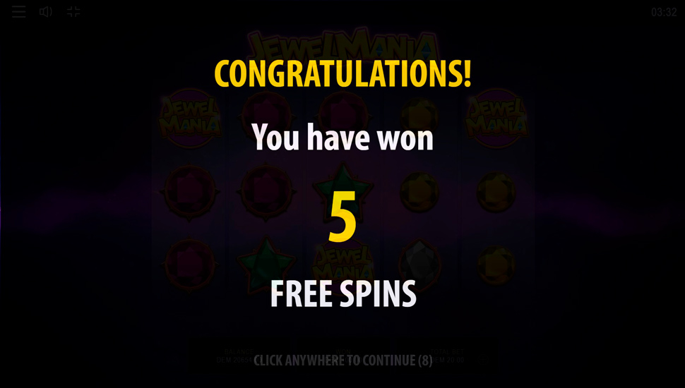 Jewel mania slot - free spins