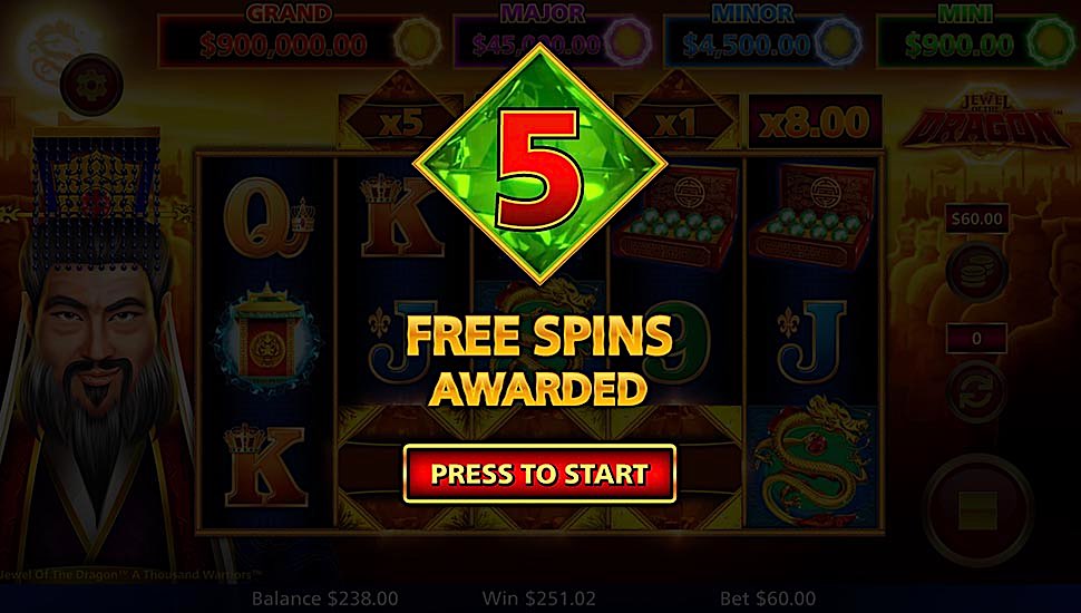 Jewel of the Dragon A Thousand Warriors slot free spins