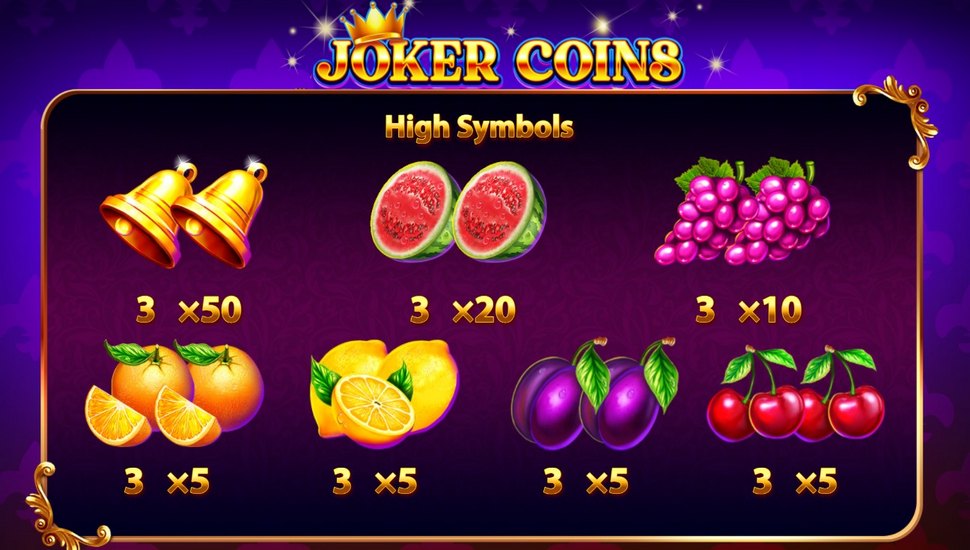 Joker Coins Slot - Paytable