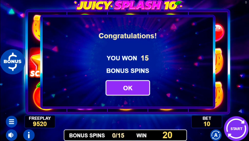 Juicy Splash 10 slot Free Spins