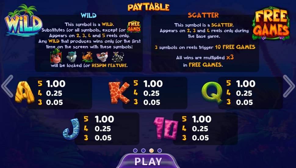 Jungle Beats slot Paytable