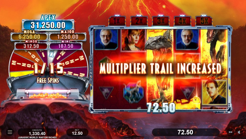 Bonus feature Jurassic World: Raptor Riches online slot machine