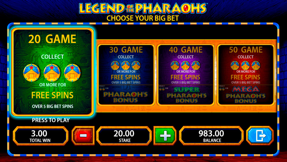 Legend of the pharaohs slot - Free Spins Big Bet