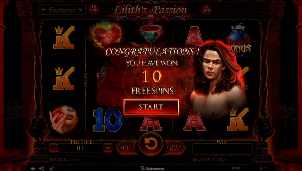 Lilith's Passion 15 lines slot Free Spins