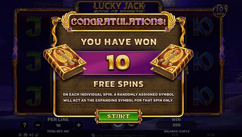 Lucky Jack Book of Rebirth Egyptian Darkness Slot - Free Spins