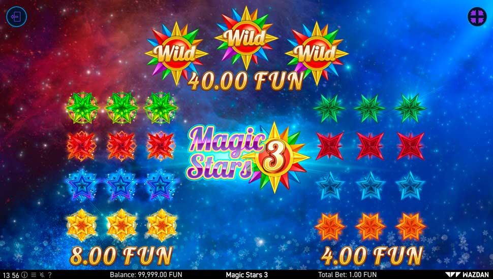 Magic Stars 3 Xmas Edition slot paytable