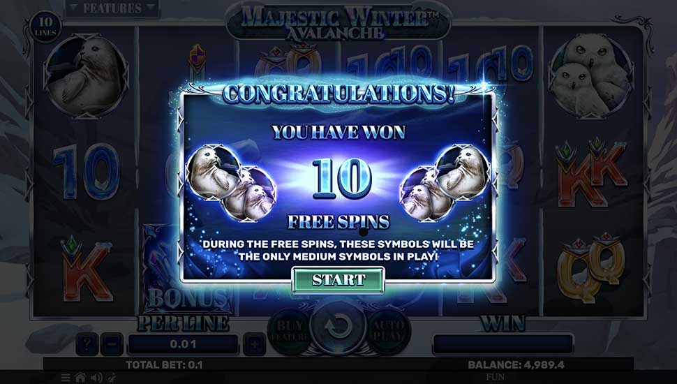 Majestic Winter Avalanche slot free spins